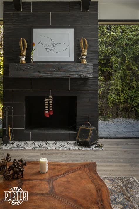 Dark Modern Mushroom Wood Mantel Porter Barn Wood