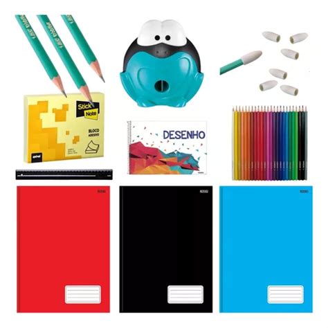 Material Escolar Barato Caderno Brochura Volta As Aulas Kit Frete Gr Tis