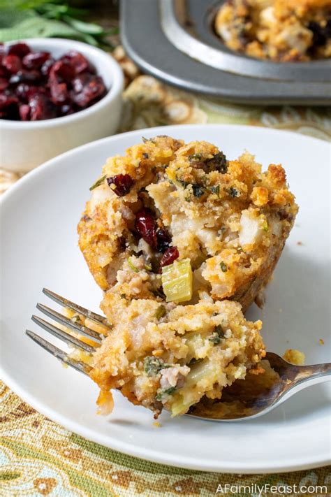 Cornbread Sausage Stuffing Muffins - A Family Feast®