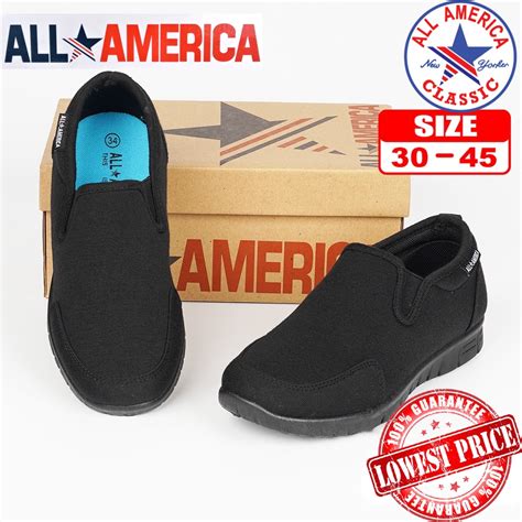 All America Secondary Student Black School Shoes Slip On All American