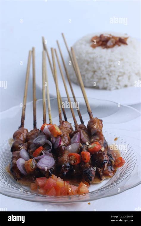 Sate Kambing Is Lamb Satay And Traditional Food From Indonesia Isolated