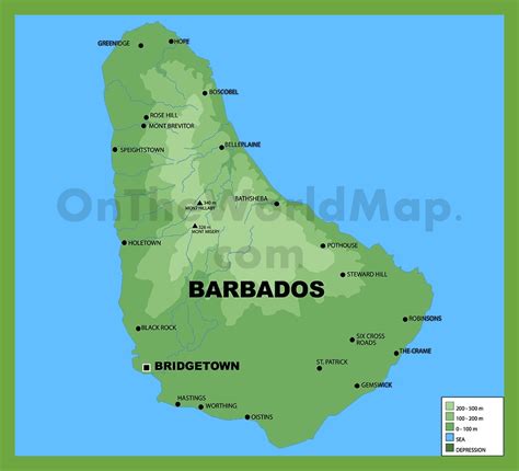 Barbados physical map