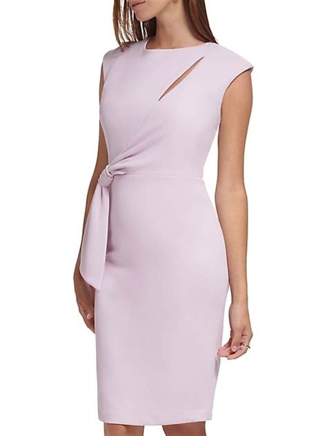 Scuba Crepe Side Tie Cutout Sheath Dress