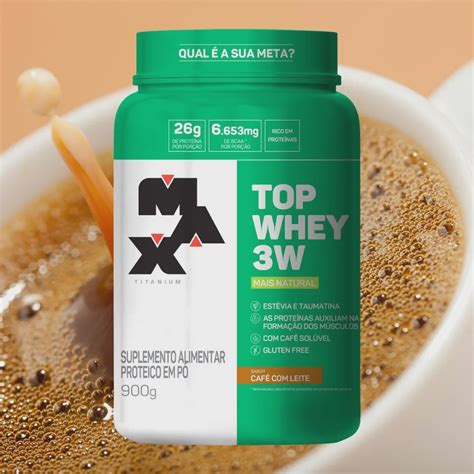 Top whey 3W natural café leite 900G max titanium Submarino