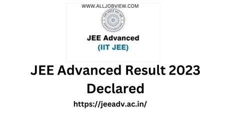 JEE Advanced Result 2023 Declared Check Your Results Direct Link