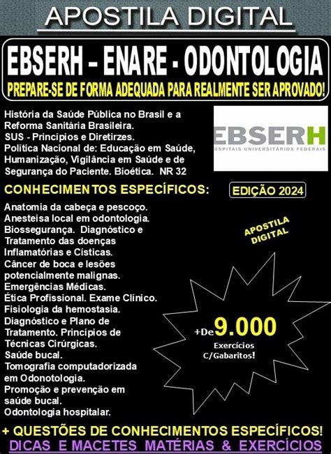 Apostila EBSERH ENARE ODONTOLOGIA Teoria 9 000 exercícios