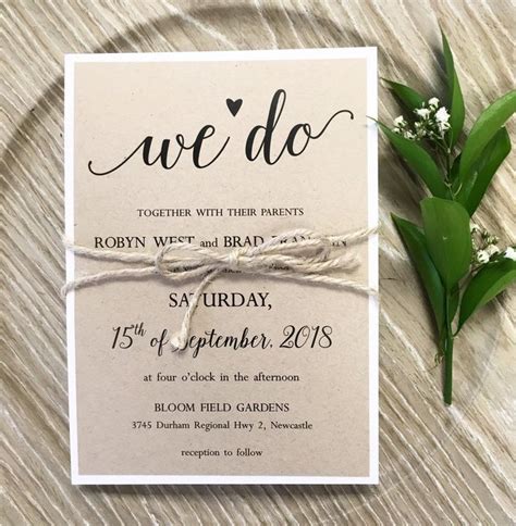 Kraft Rustic Wedding Invitation Destination Wedding Kraft Etsy