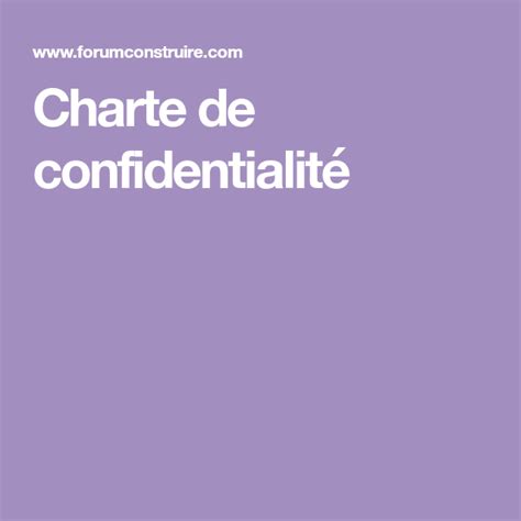 Charte de confidentialité