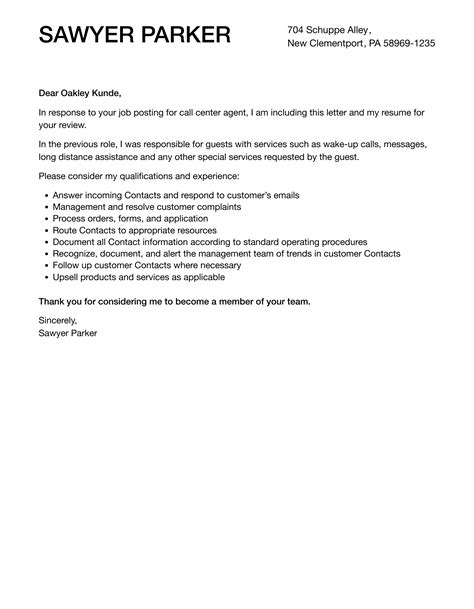 Call Center Agent Cover Letter Velvet Jobs