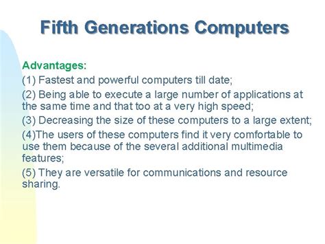 Advantages And Disadvantages Of Five Generations Of Computer Generations Of Computer Class 5