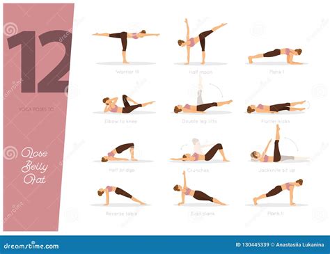 12 Yoga Poses To Lose Belly Fat Stock Vector - Illustration of ...