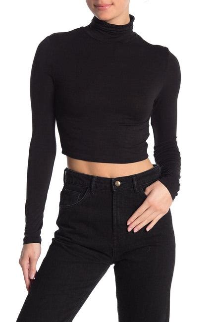 Black Turtleneck Crop Top