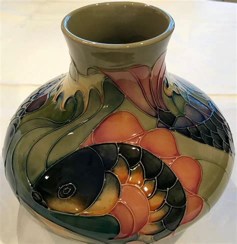 W J Moorcroft Carp Vase By Sally Tuffin Circa 1990 For Sale At