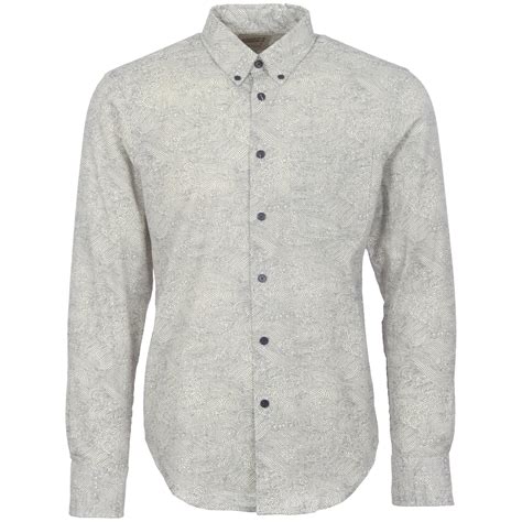 Naked And Famous Denim White Kimono Waves Shirt WHT Stuarts London