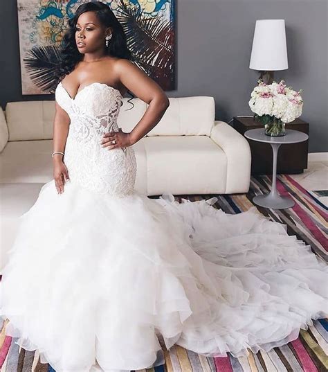 Plus Size Mermaid Wedding Dresses Bridal Gown With Appliques