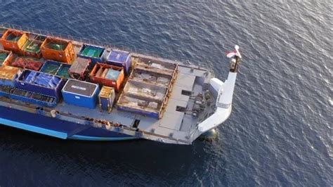 Cargo Ship Loaded With Colourful Contain Stock Video Pond