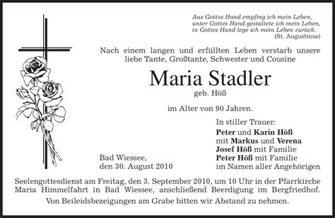 Traueranzeigen Von Maria Stadler Trauer Merkur De