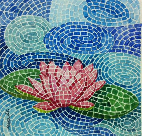 Pink Flower Mosaic Art