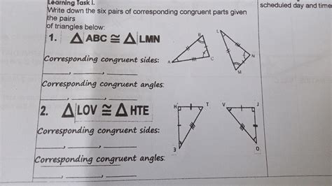 Solved Learning Task L Scheduled Day And Time Write Down The Six