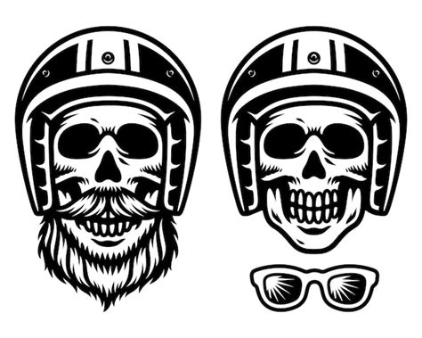 Calavera Con Casco Vector Premium