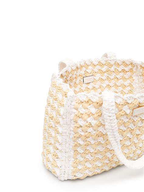 Kate Spade Striped Crochet Raffia Tote Bag In Nude ModeSens