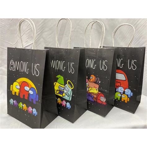 10pcs Kids Birthday Party Goodie Bag Paper Bag Among Us Baby Shark