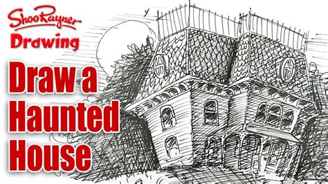 How To Draw A Haunted House Spoken Tutorial For Halloween Youtube