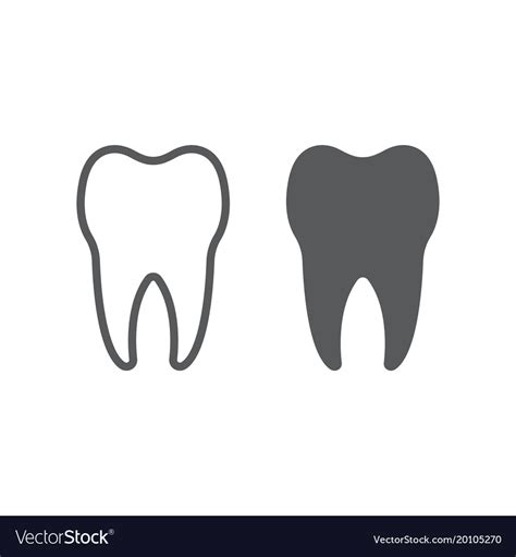 Tooth Line And Glyph Icon Stomatology And Dental Vector Image