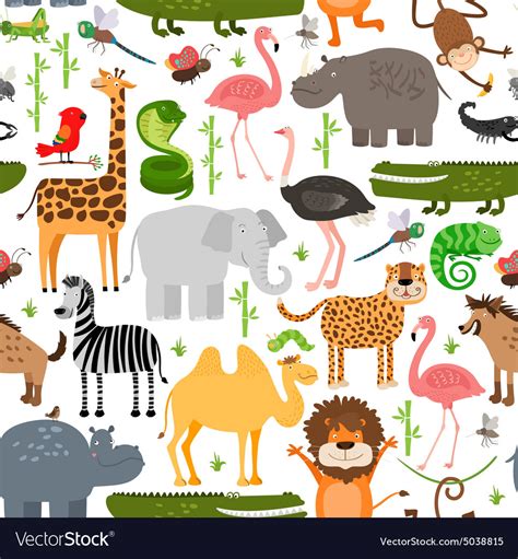 Jungle animals seamless pattern Royalty Free Vector Image