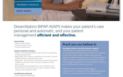 Philips Respironics DreamStation BiPAP AVAPS User Manual Brochure Evron