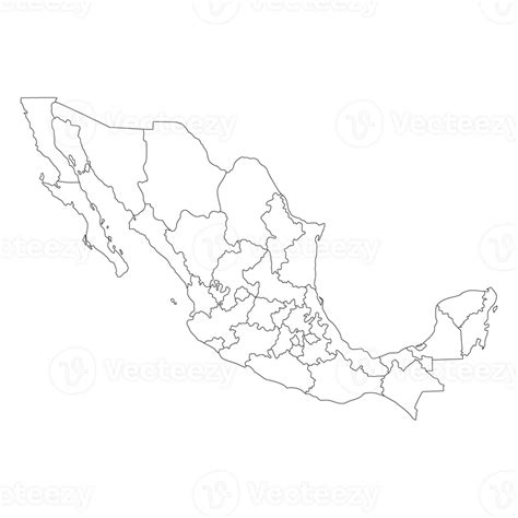 Map Of Mexico With Administrative Regions In White Color Mexican Map