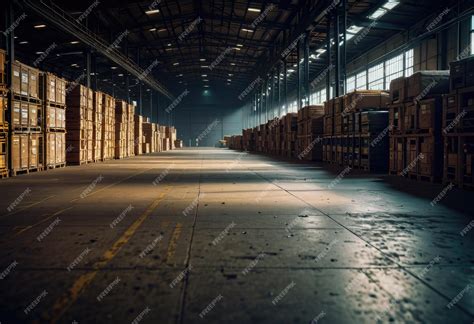 Premium Photo | A modern warehouse interior with a blurred background