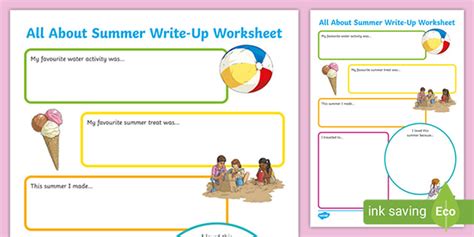 FREE! - What I Did Over Summer Vacation Worksheet