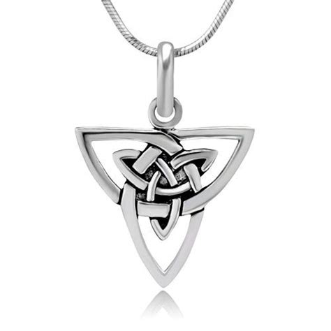 Sterling Silver Triquetra Trinity Knot Celtic Weave Pendant With