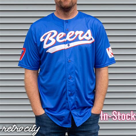 Baseketball Doug Swish Remer Beers Full Button Baseball Jersey In