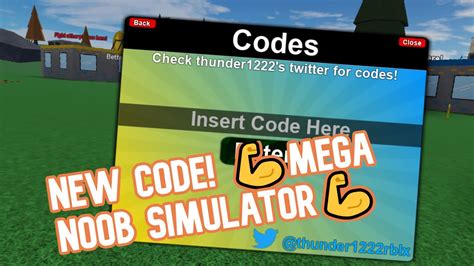 New Code Mega Noob Simulator Roblox Youtube