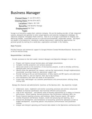 Business Manager Pdf