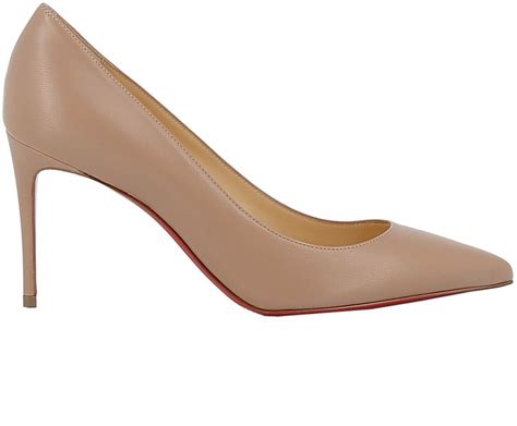 Christian Louboutin Womans Nude Leather Pumps Shopstyle