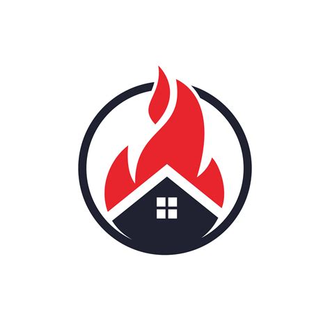 House fire vector logo design template. Preventing fire or fire alarm ...