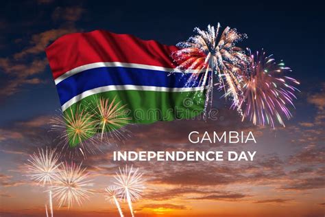 Fireworks And Flag Of Gambia Stock Photo Image Of Celebrate Show