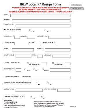 Fillable Online Ibew Local Resign Form Fax Email Print Pdffiller