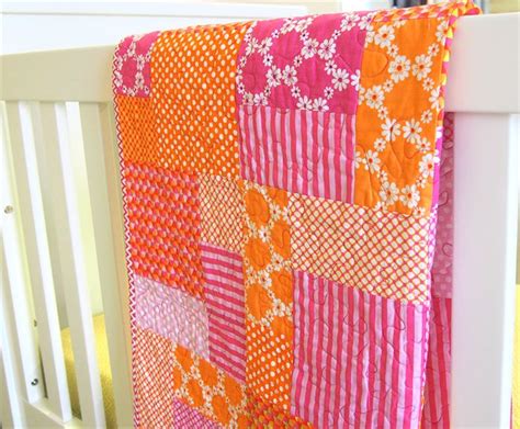 Baby Cot Quilt Handmade Baby Cot Quilt Orange Pink Funky Baby