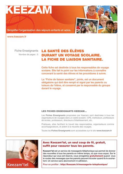 PDF Fiche De Liaison Sanitaire Pour Voyage Scolaire DOKUMEN TIPS