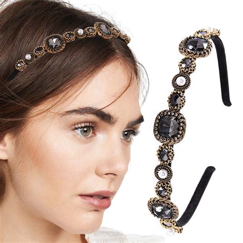 Firuilo Baroque Crystal Headband Pearl Rhinestones