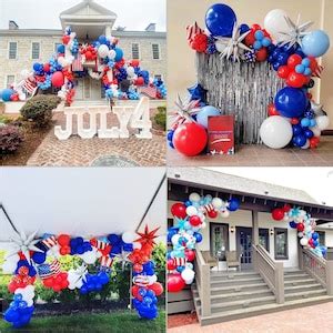 Red Blue White Balloon Garland Arch Kit 4th Of July Party Etsy