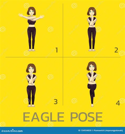 Eagle Pose Yoga Manga Tutorial How Cartoon Vector Illustration Stock