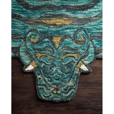 Justina Blakeney X Loloi Rug Feroz FER 03 Teal Tiger Rug Teal Rug