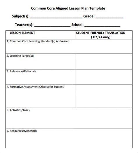 Lesson Plans For Math Common Core Standards