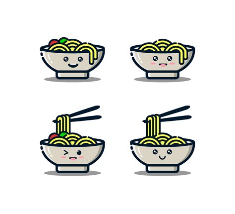 Cute noodles character with Chopsticks in MBE Style. Noodles or Ramen ...