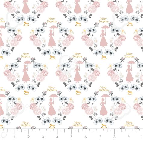 Mary Poppins Fabric By The Yard Damask In Metallic Material Etsy